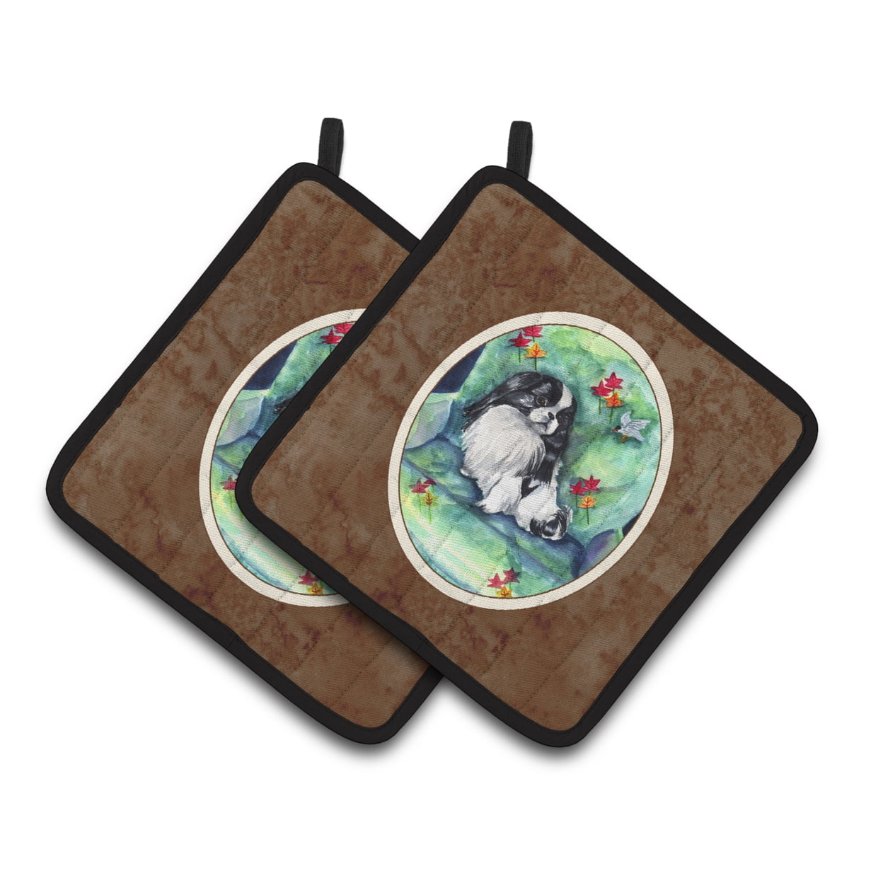 7034pthd Japanese Chin In Mommas Chair Pair Of Pot Holders
