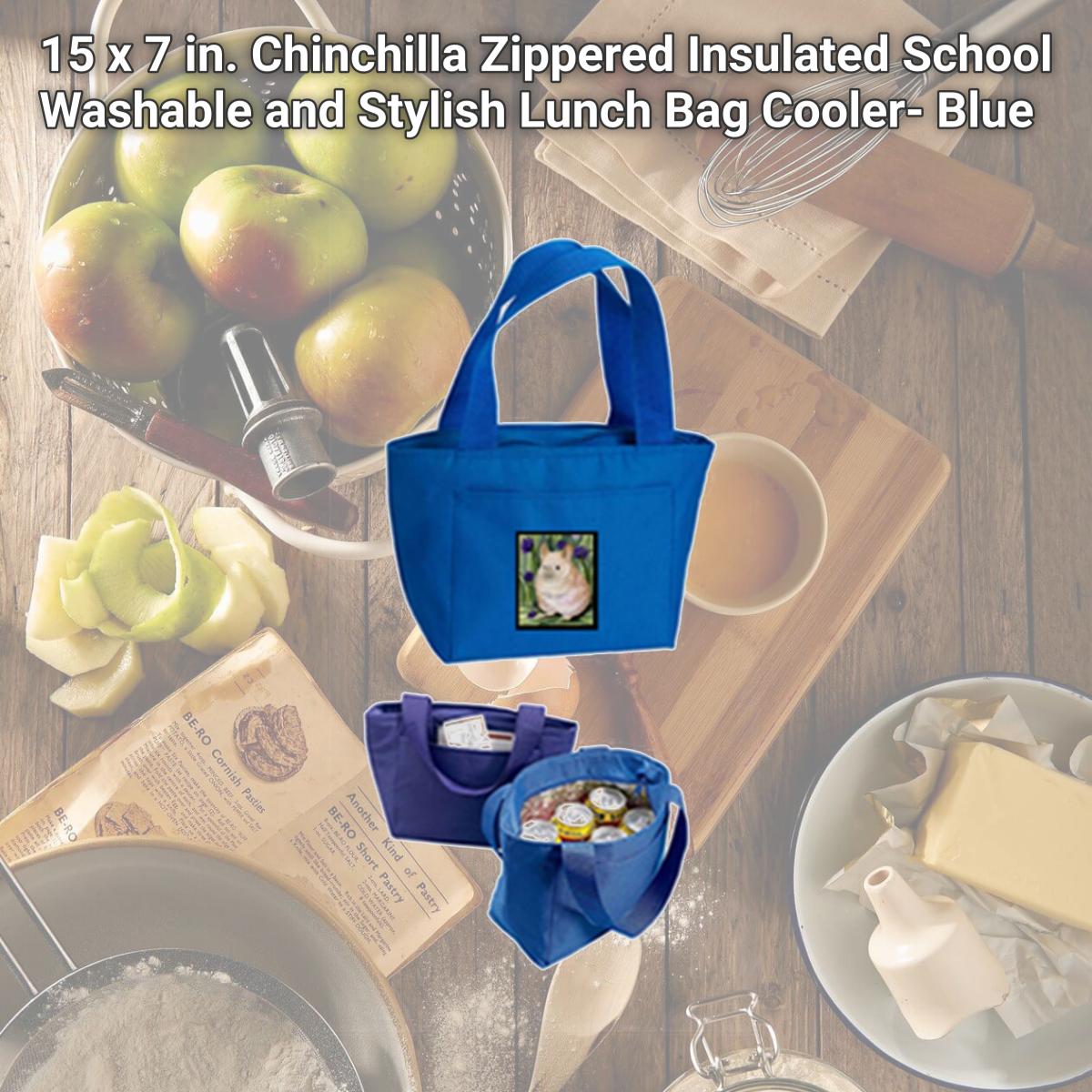 Picture of Carolines Treasures SS8206-8808 15 x 7 in. Chinchilla Zippered Insulated School Washable and Stylish Lunch Bag Cooler- Blue