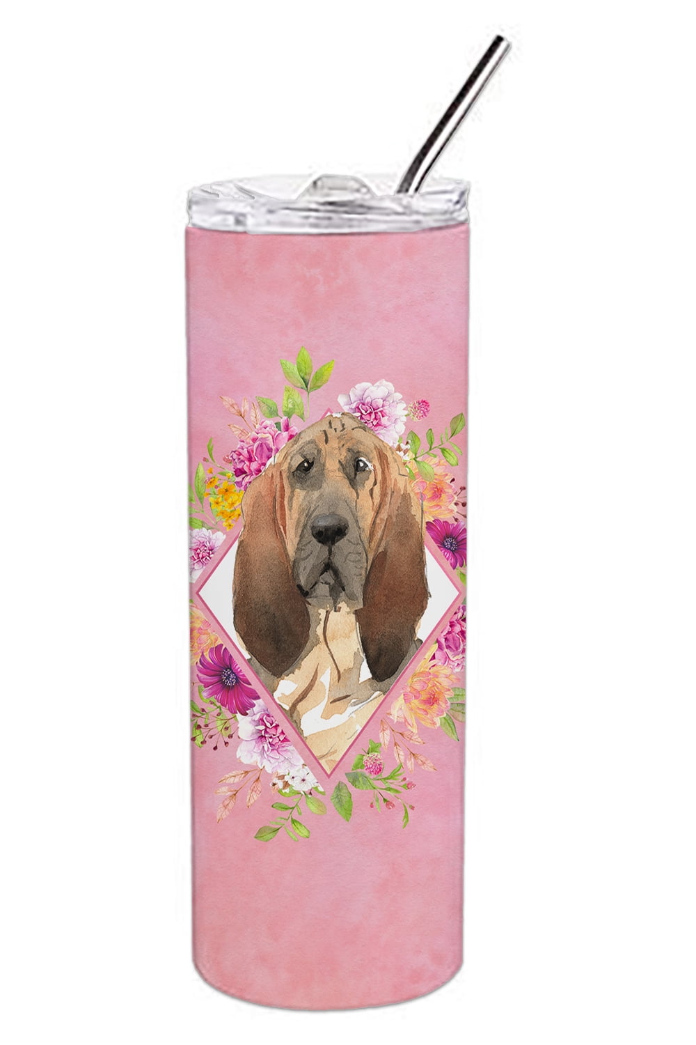 UPC 785578403926 product image for 20 oz Bloodhound Pink Flowers Double Walled Stainless Steel Skinny Tumbler | upcitemdb.com