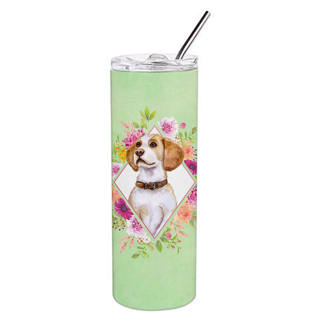 UPC 785578406798 product image for 20 oz Beagle Green Flowers Double Walled Stainless Steel Skinny Tumbler | upcitemdb.com