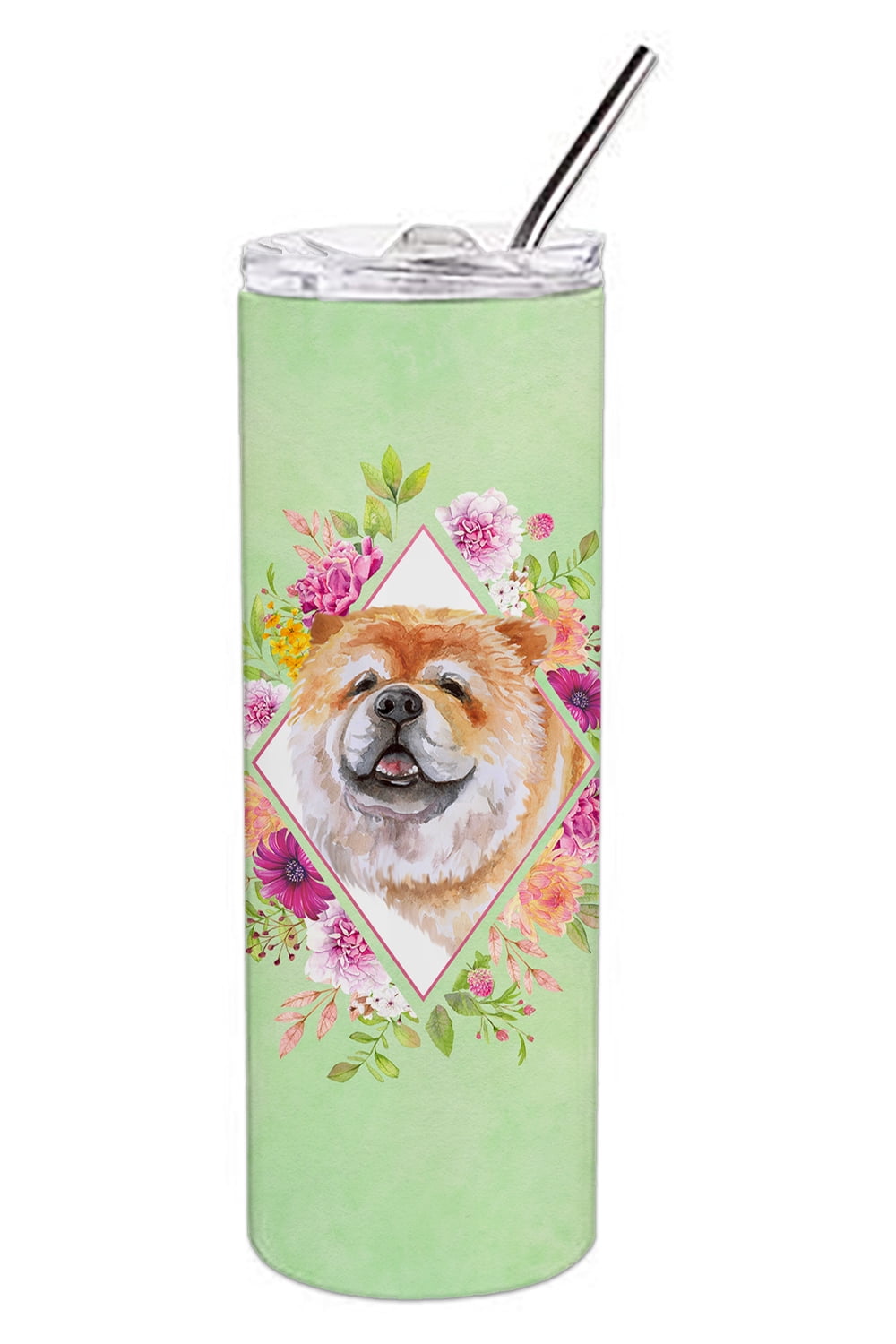 UPC 785578403988 product image for 20 oz Chow Chow No.2 Green Flowers Double Walled Stainless Steel Skinny Tumbler | upcitemdb.com