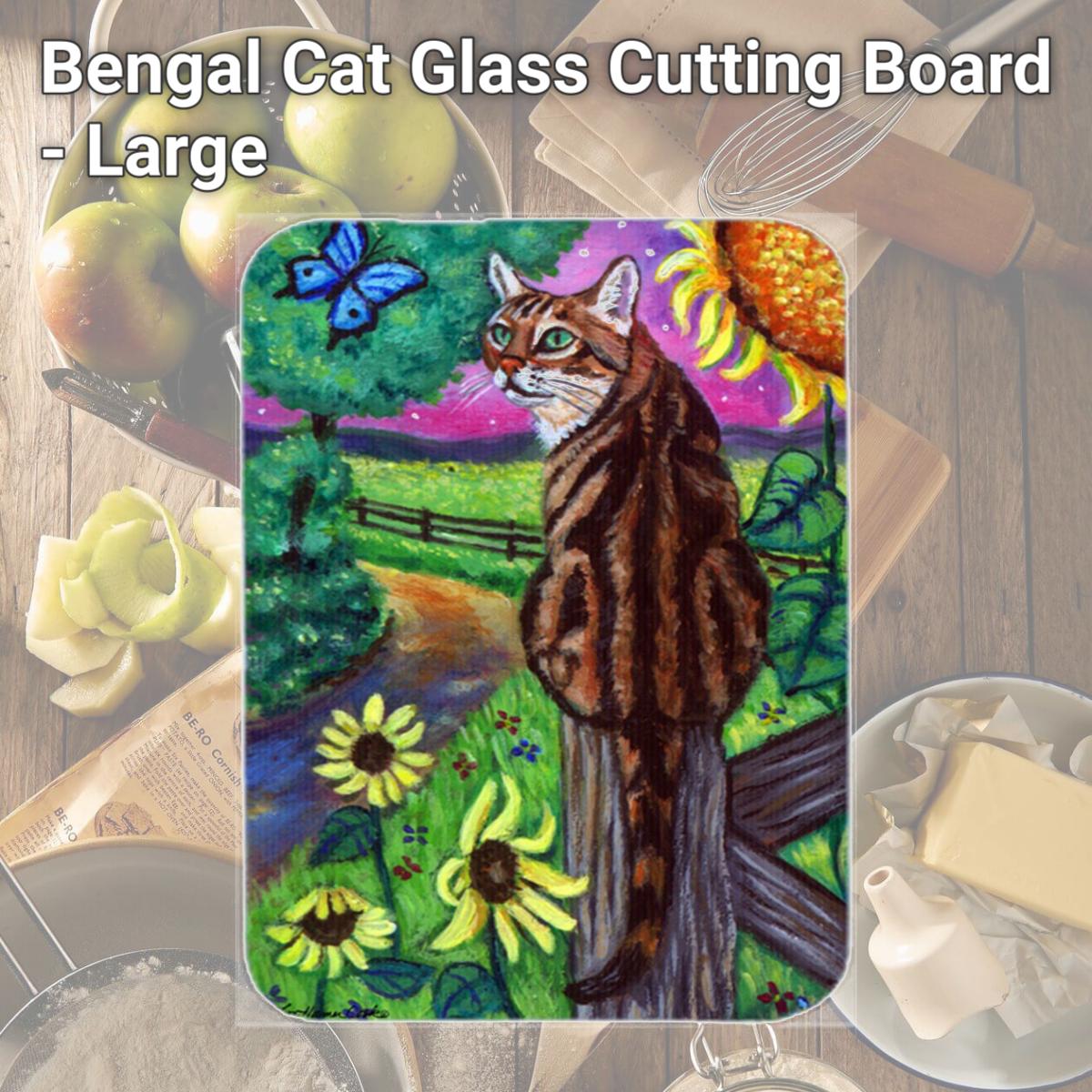 Picture of Carolines Treasures 7425LCB Bengal Cat Glass Cutting Board - Large
