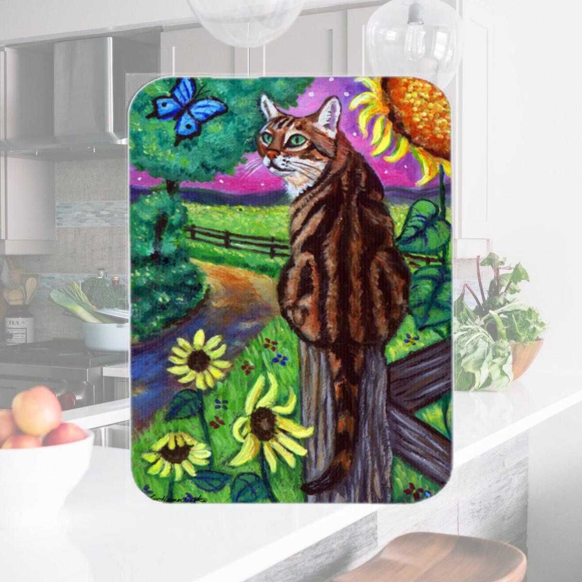 Picture of Carolines Treasures 7425LCB Bengal Cat Glass Cutting Board - Large