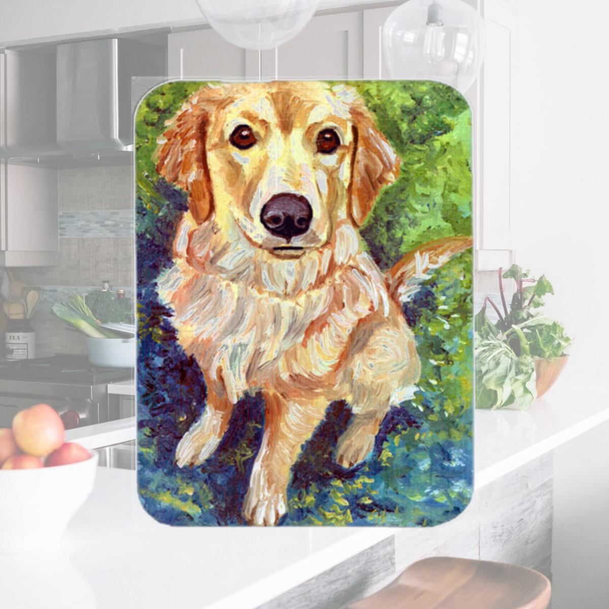 Picture of Carolines Treasures 7428LCB Golden Retriever Patience Glass Cutting Board - Large