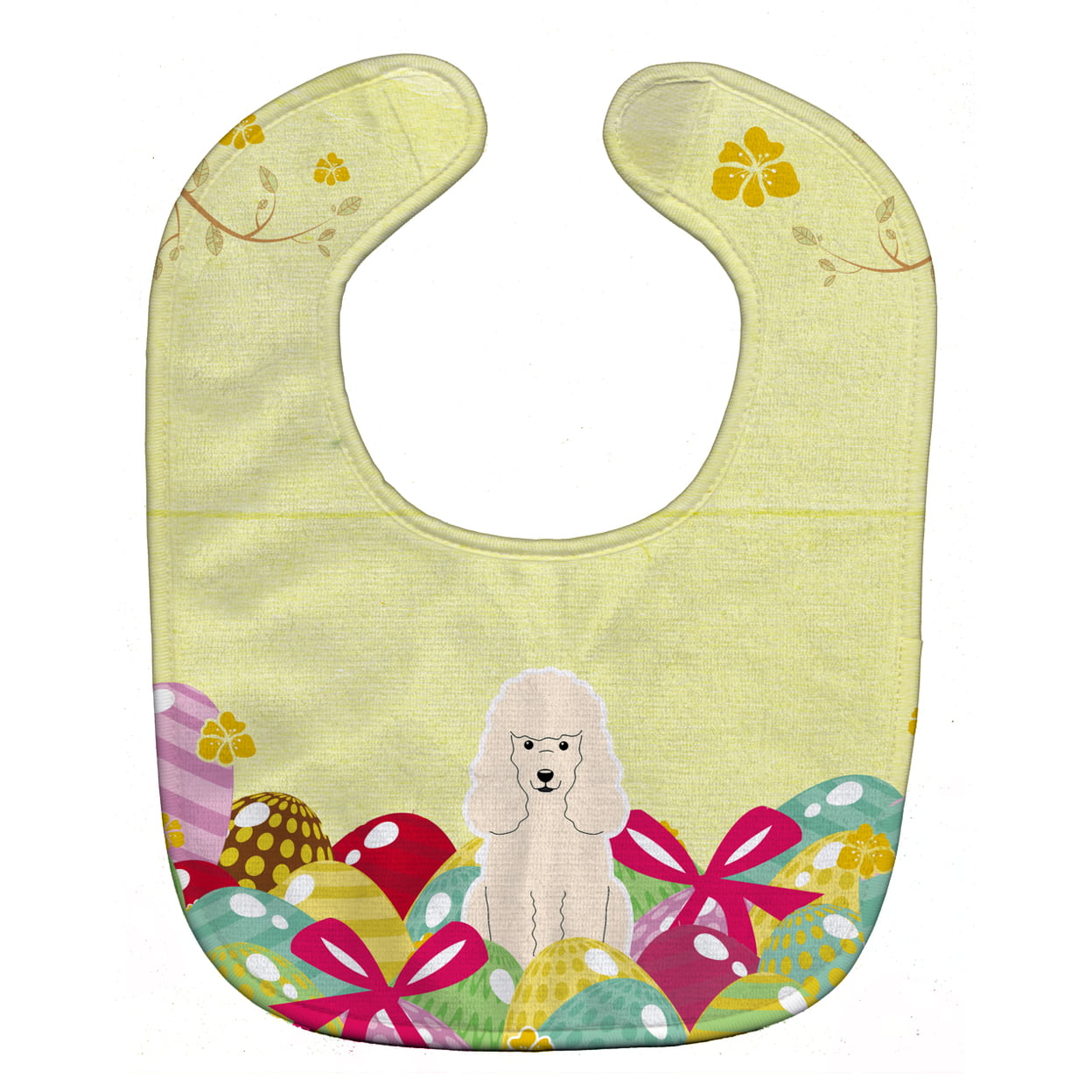 Bb6070bib Easter Eggs Poodle White Baby Bib