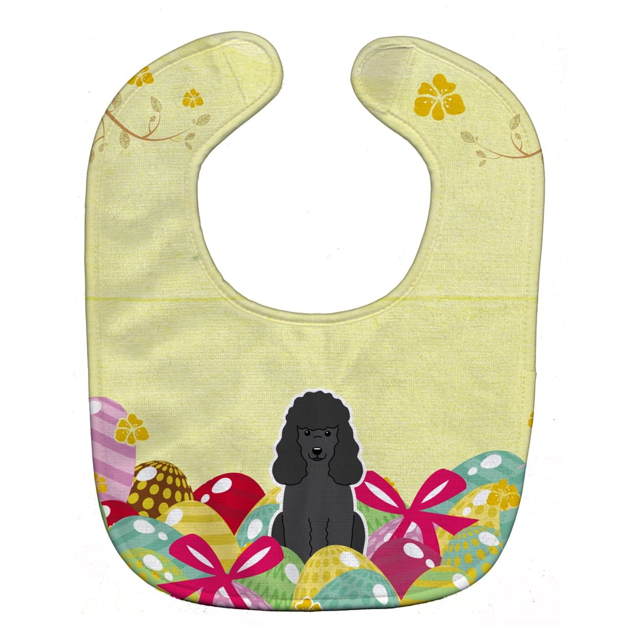 Bb6071bib Easter Eggs Poodle Black Baby Bib