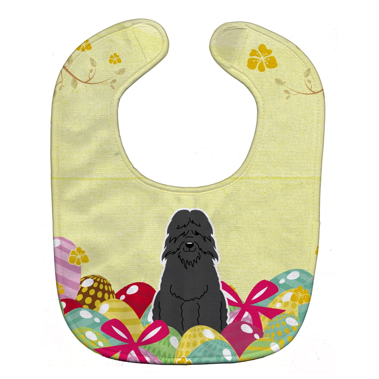 Bb6074bib Easter Eggs Bouvier Des Flandres Baby Bib