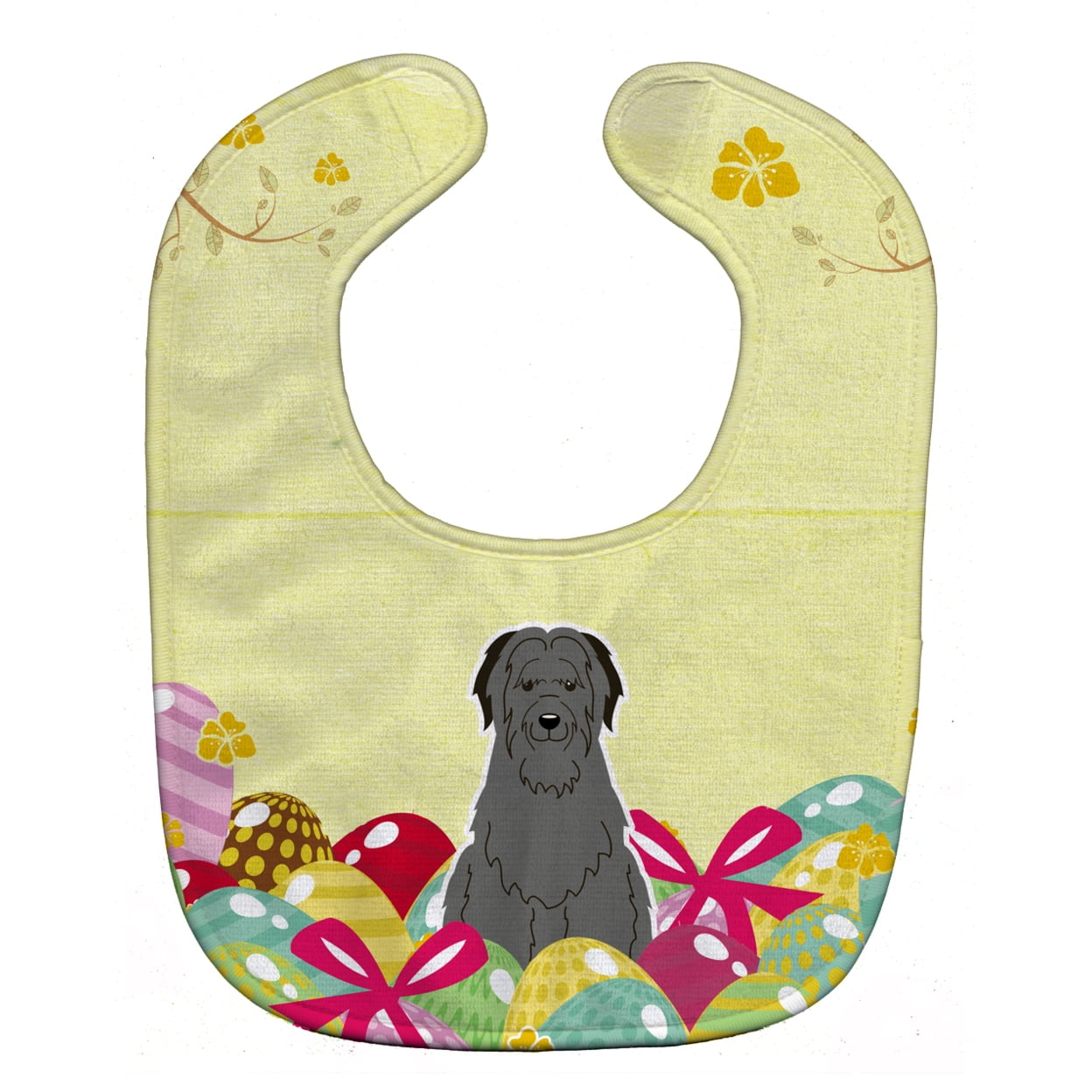 Bb6081bib Easter Eggs Briard Black Baby Bib