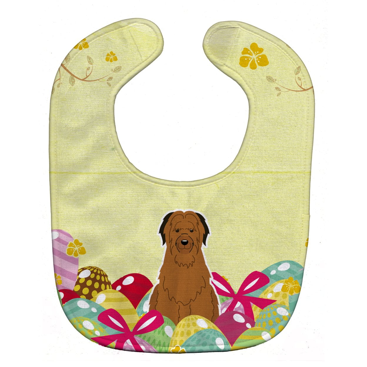 Bb6082bib Easter Eggs Briard Brown Baby Bib