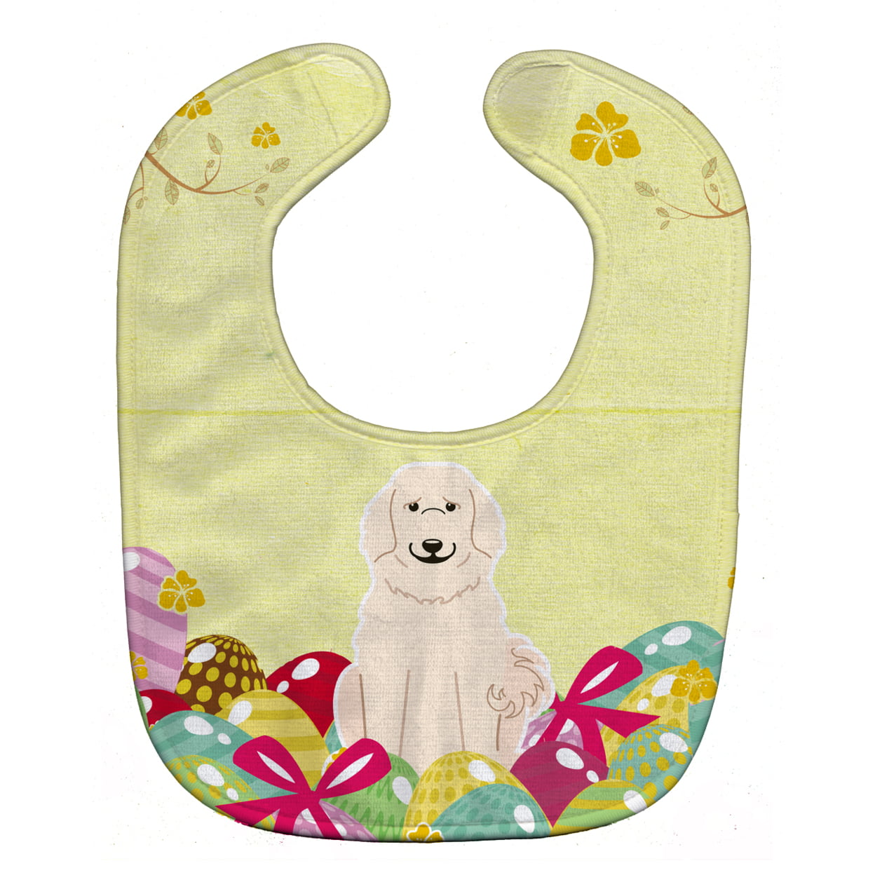 Bb6083bib Easter Eggs Great Pyrenese Baby Bib