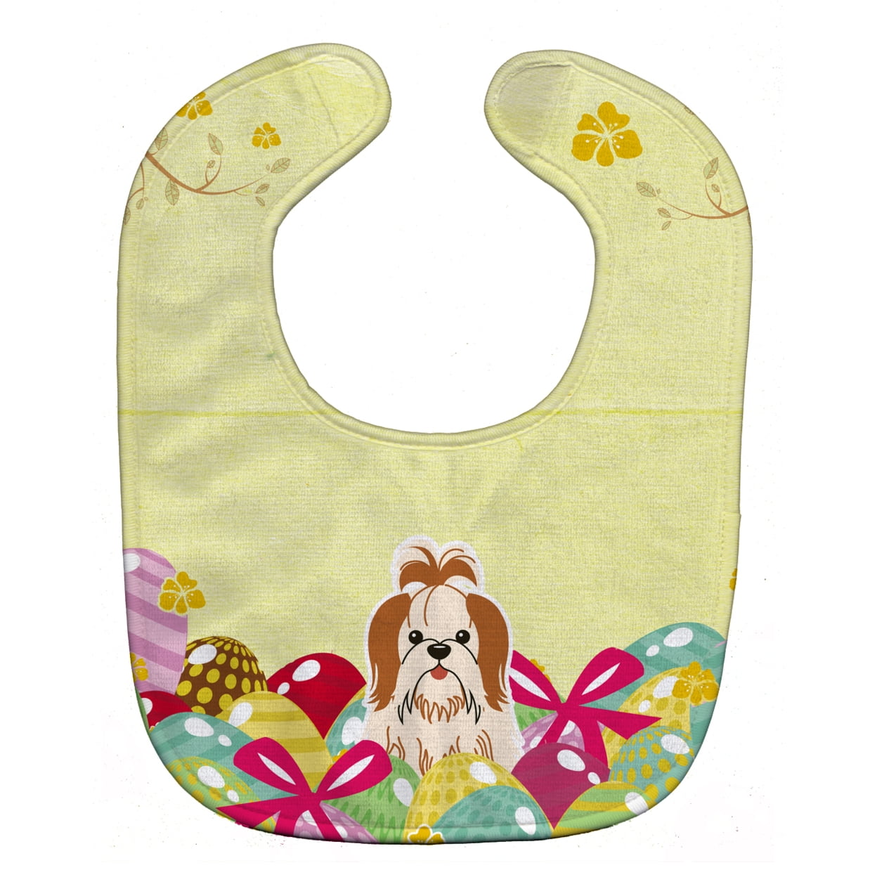 Bb6087bib Easter Eggs Shih Tzu Red White Baby Bib