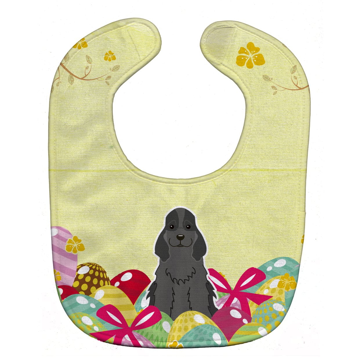 Bb6092bib Easter Eggs Cocker Spaniel Black Baby Bib