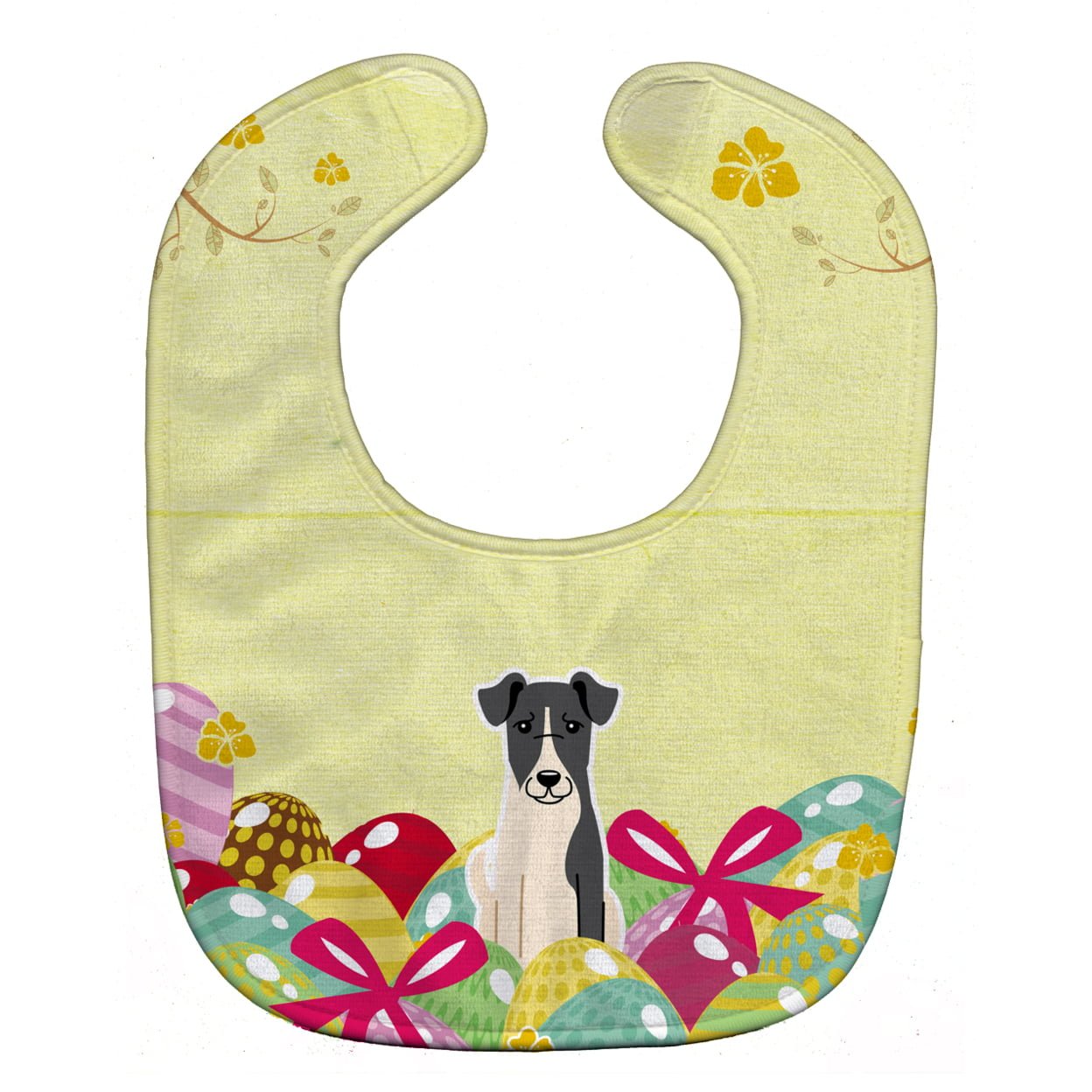 Bb6098bib Easter Eggs Smooth Fox Terrier Baby Bib