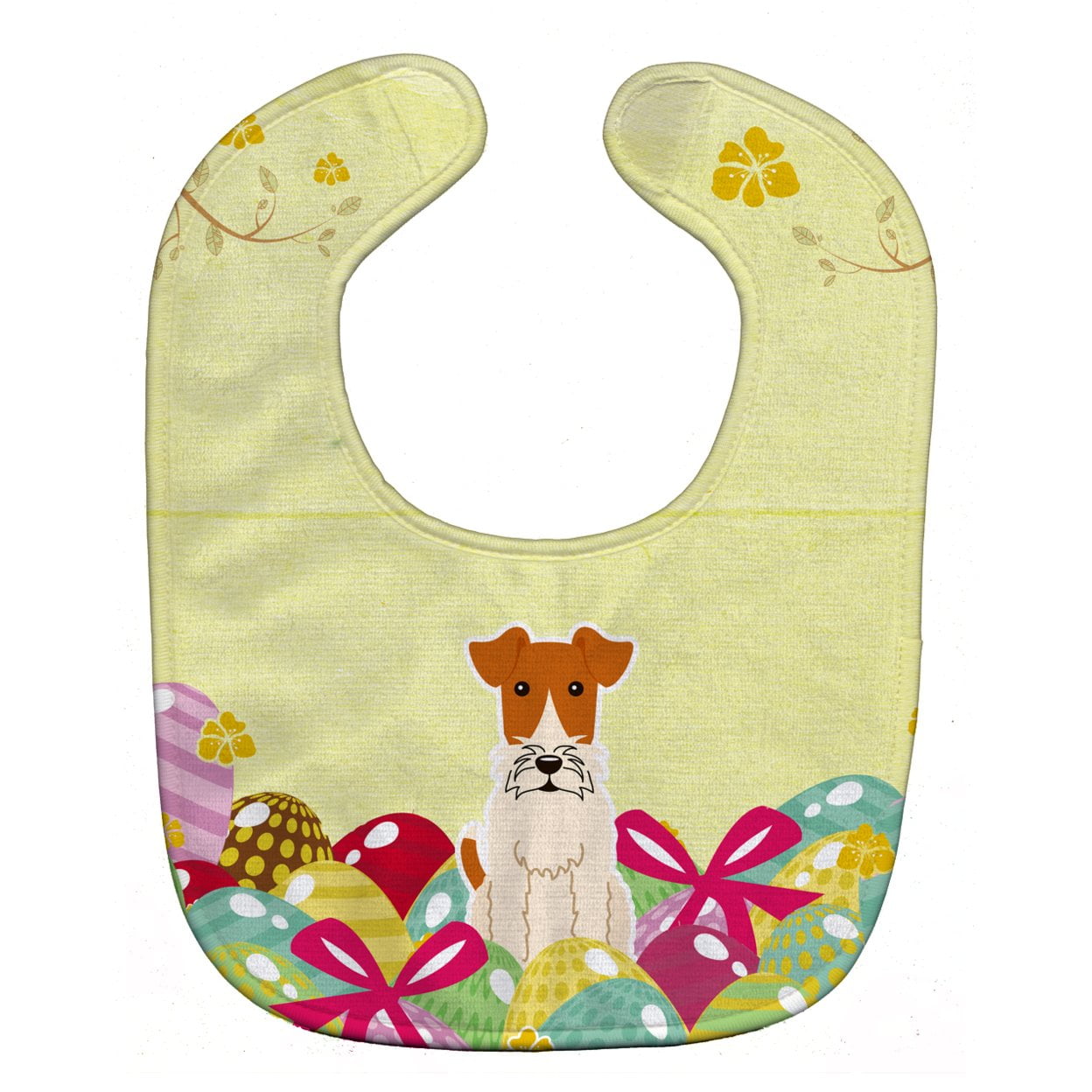 Bb6101bib Easter Eggs Wire Fox Terrier Baby Bib