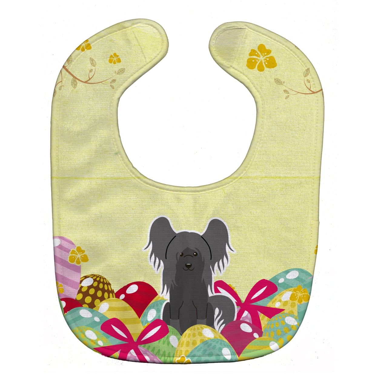 Bb6112bib Easter Eggs Chinese Crested Black Baby Bib