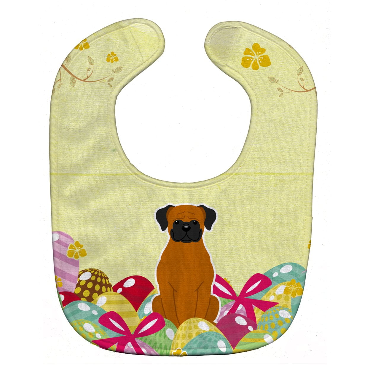 Bb6115bib Easter Eggs Fawn Boxer Baby Bib