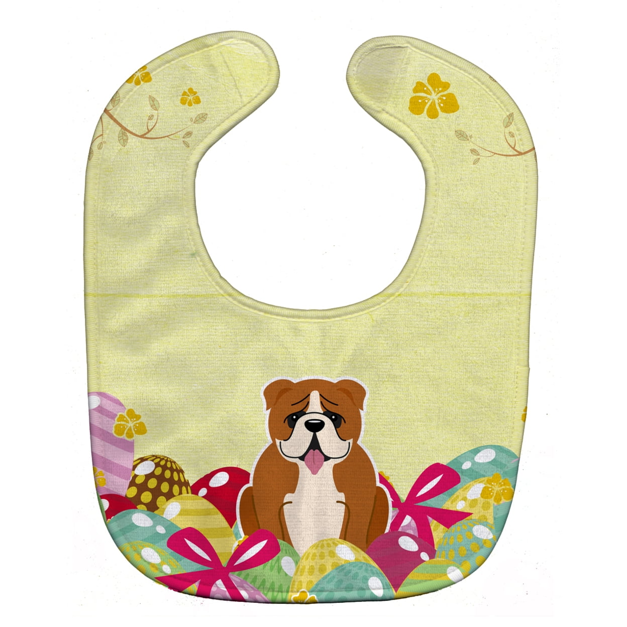 Bb6120bib Easter Eggs English Bulldog Red White Baby Bib