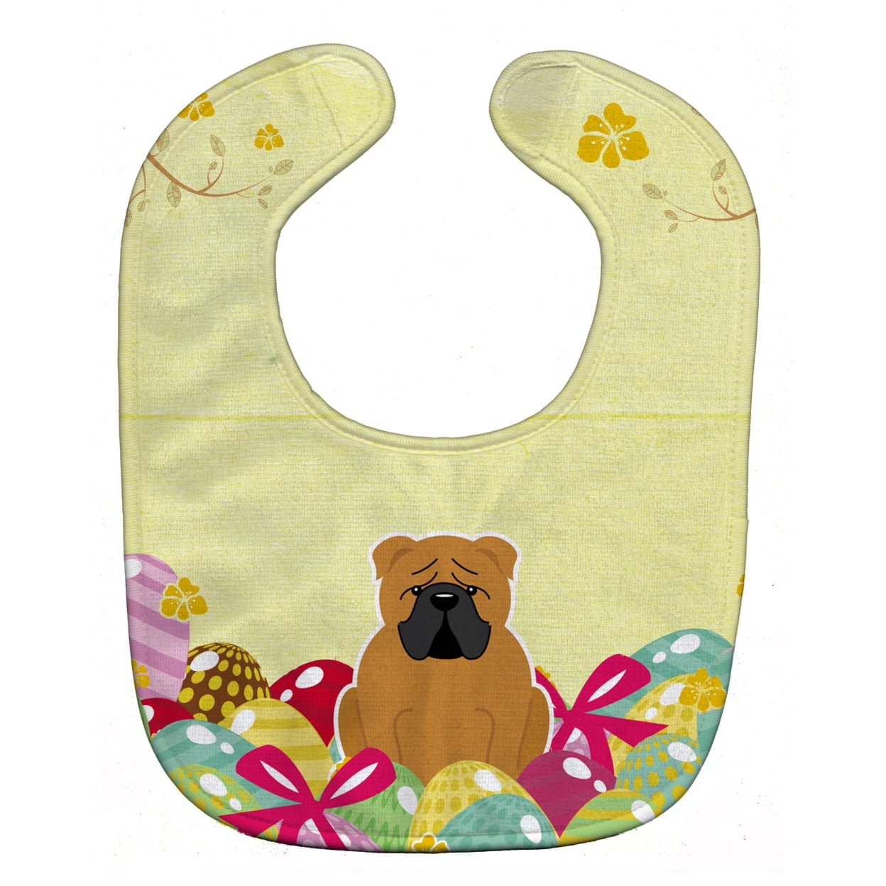 Bb6122bib Easter Eggs English Bulldog Red Baby Bib