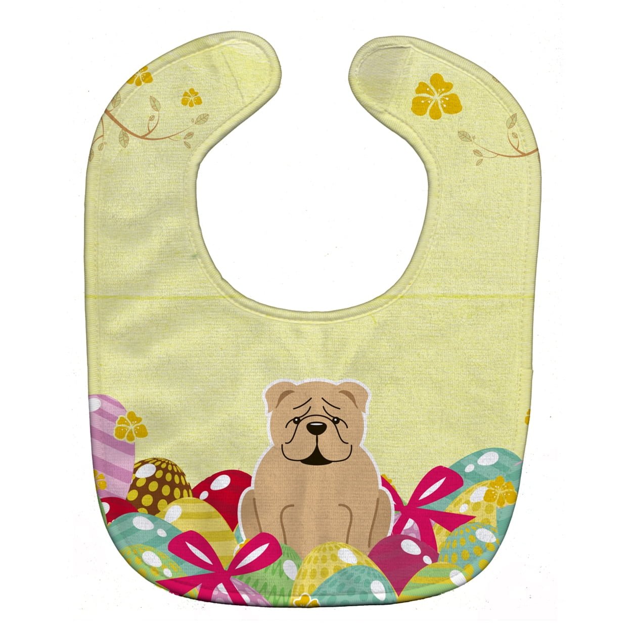 Bb6124bib Easter Eggs English Bulldog Fawn Baby Bib