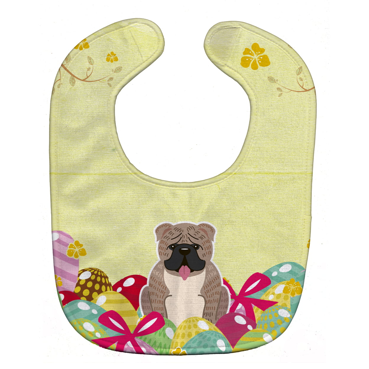 Bb6126bib Easter Eggs English Bulldog Grey Brindle Baby Bib