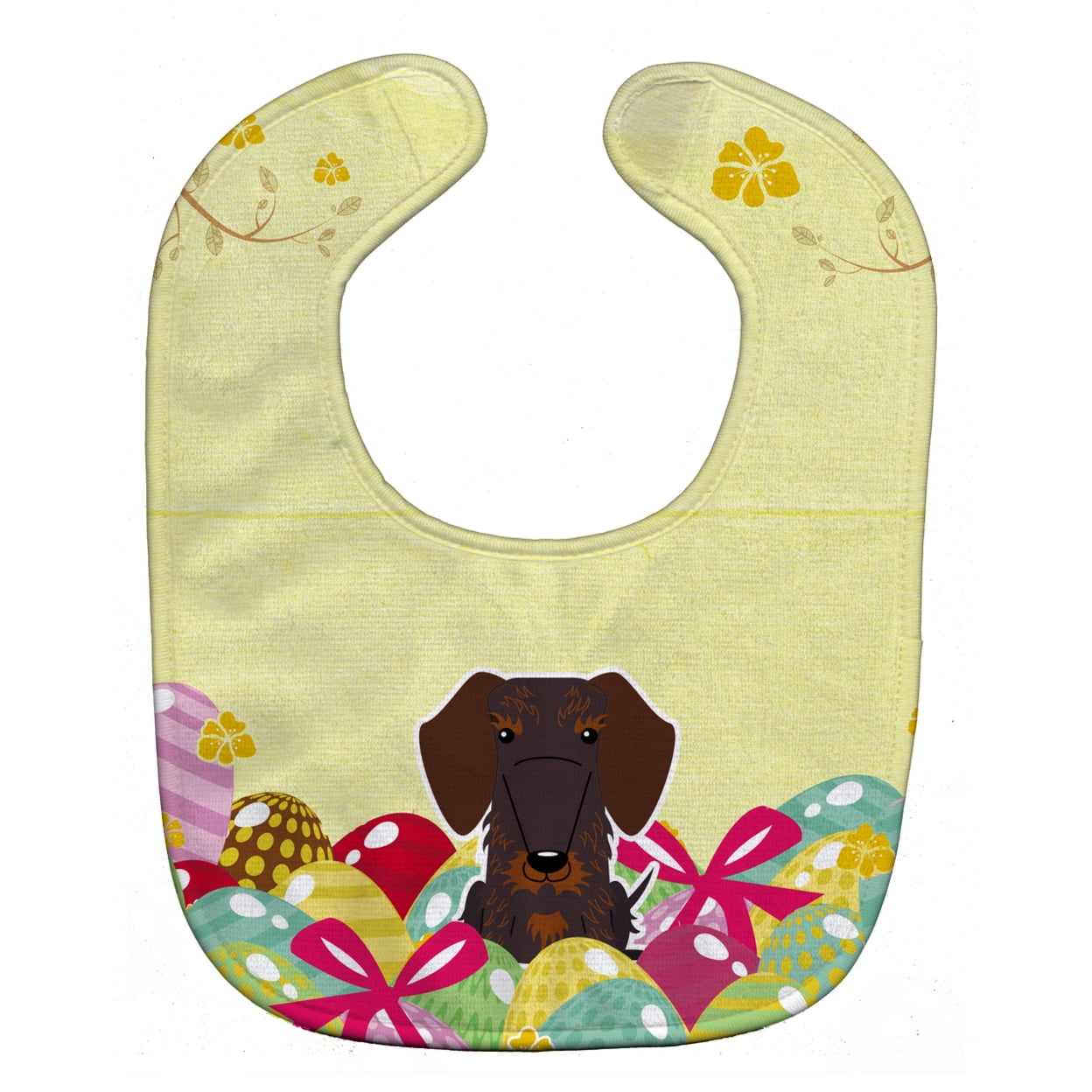 Bb6129bib Easter Eggs Wire Haired Dachshund Chocolate Baby Bib