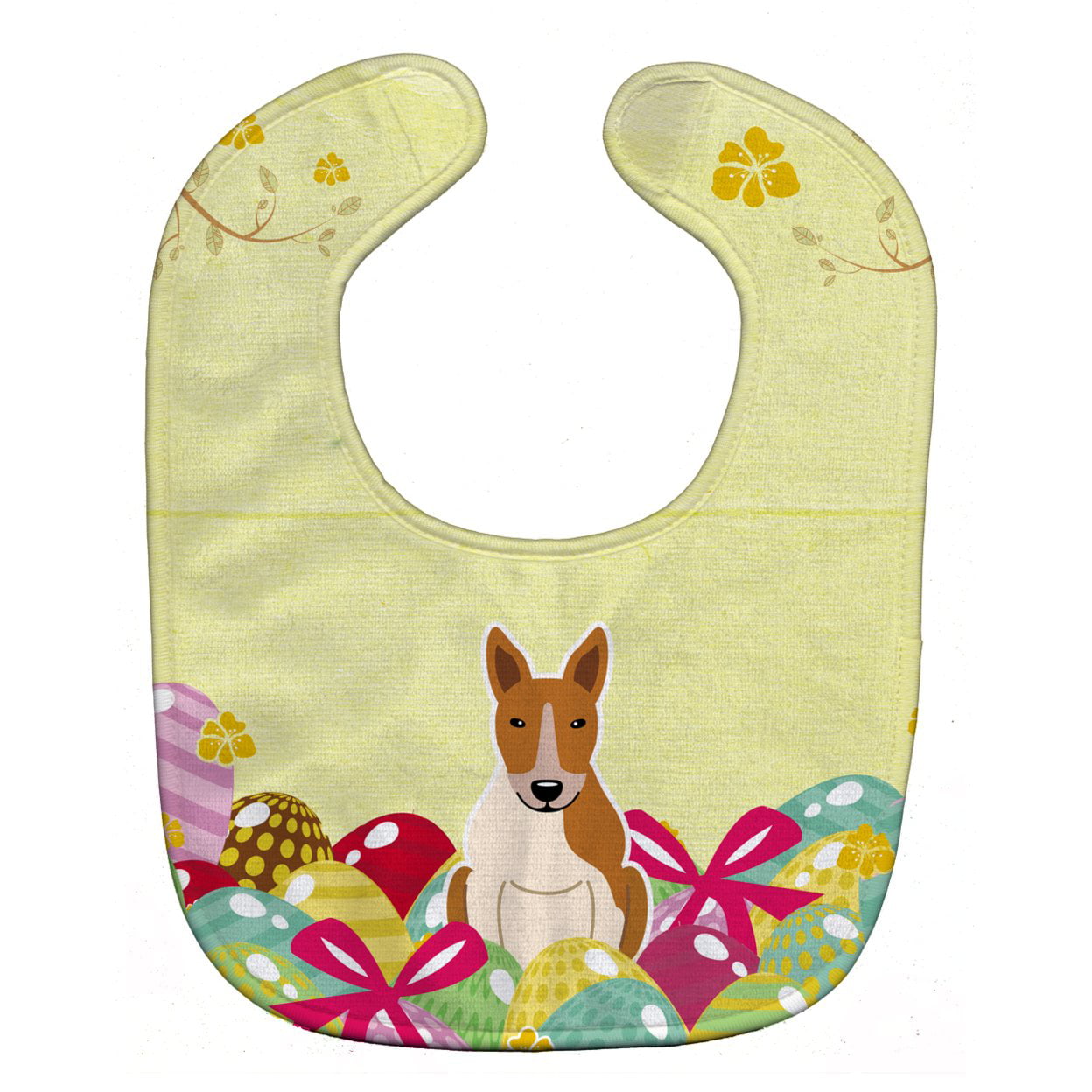 Bb6135bib Easter Eggs Bull Terrier Red White Baby Bib