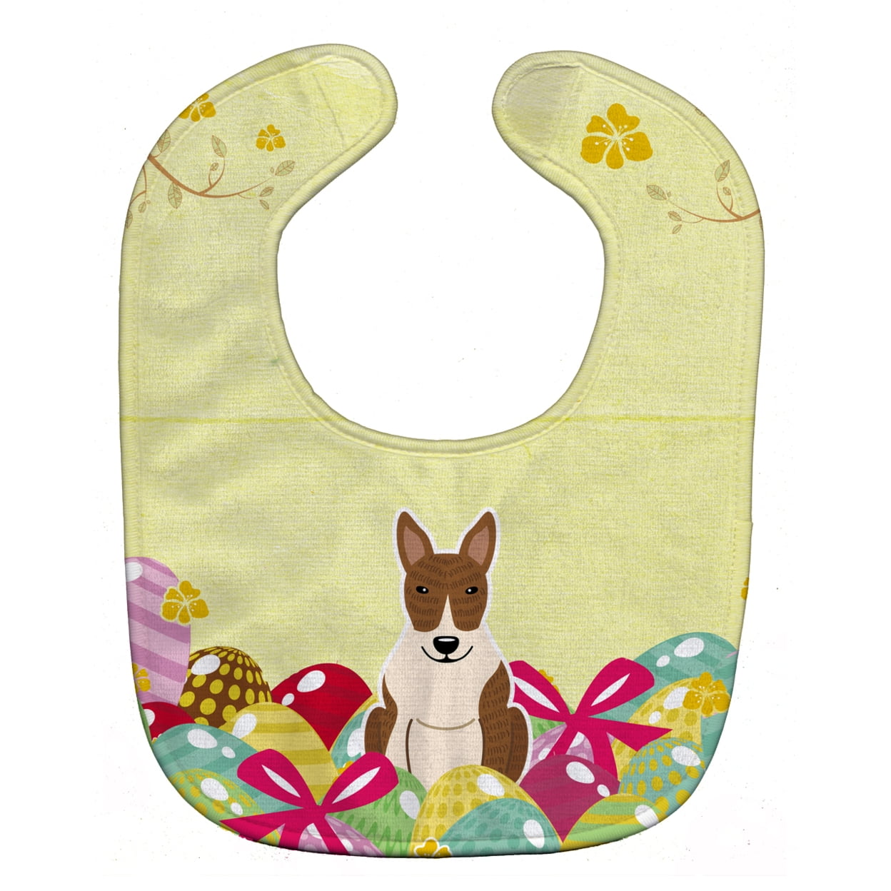 Bb6137bib Easter Eggs Bull Terrier Brindle Baby Bib