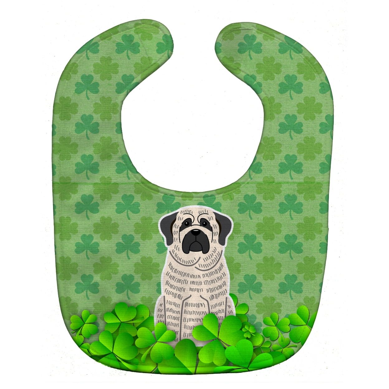 Bb6157bib Mastiff Brindle White Shamrocks Baby Bib