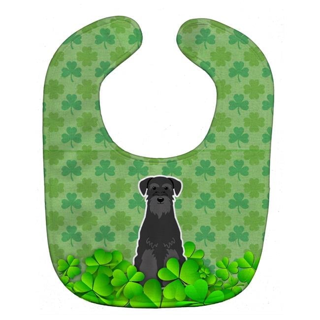 Bb6173bib Standard Schnauzer Black Shamrocks Baby Bib