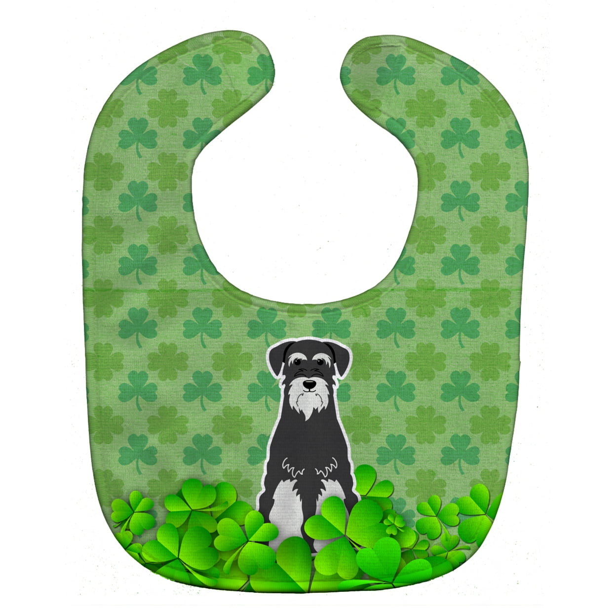 Bb6174bib Standard Schnauzer Salt & Pepper Shamrocks Baby Bib