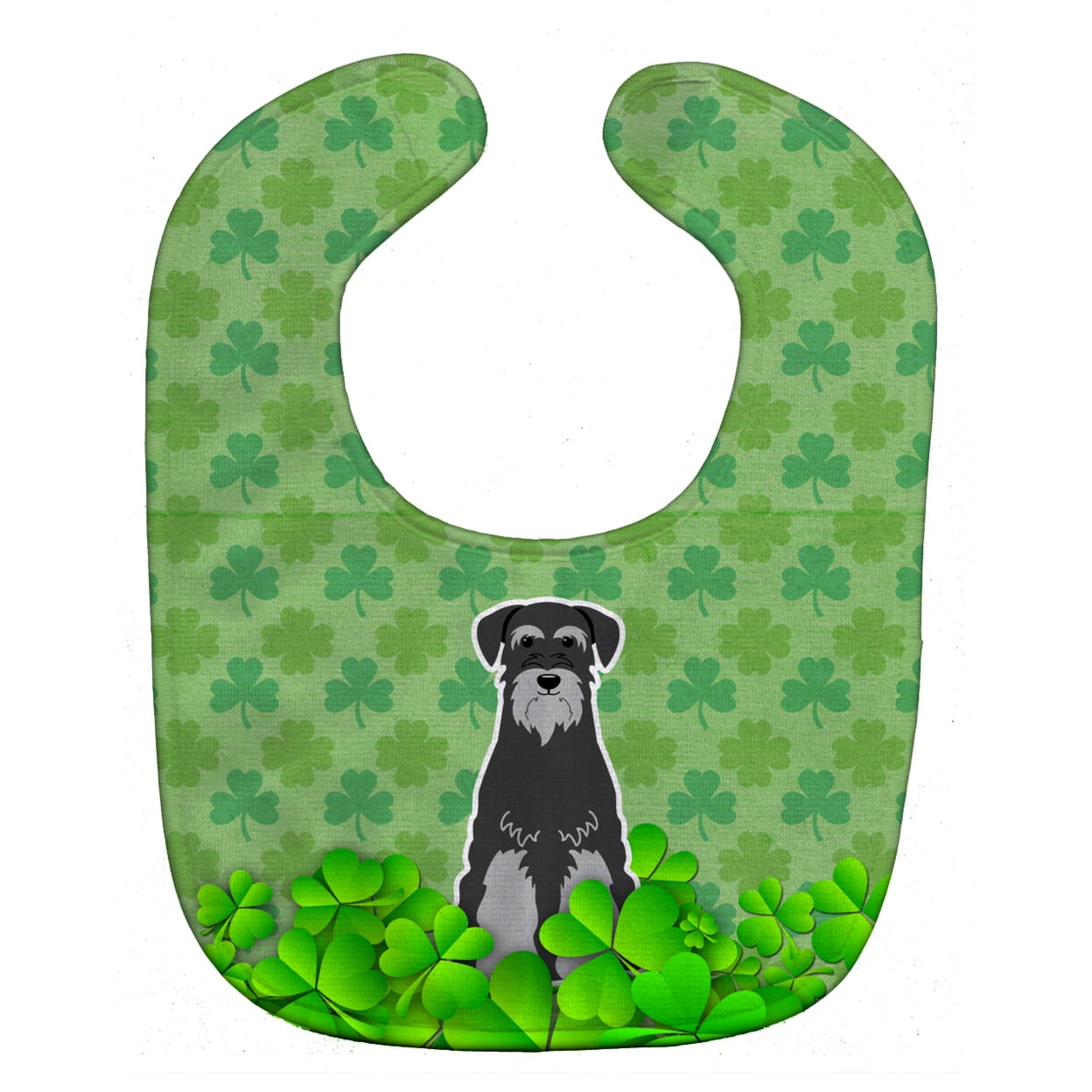 Bb6175bib Standard Schnauzer Black Grey Shamrocks Baby Bib