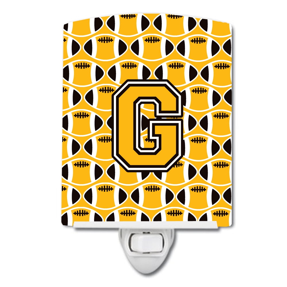 UPC 652259070619 product image for CJ1080-GCNL Letter G Football Black, Old Gold & White Ceramic Night Light | upcitemdb.com