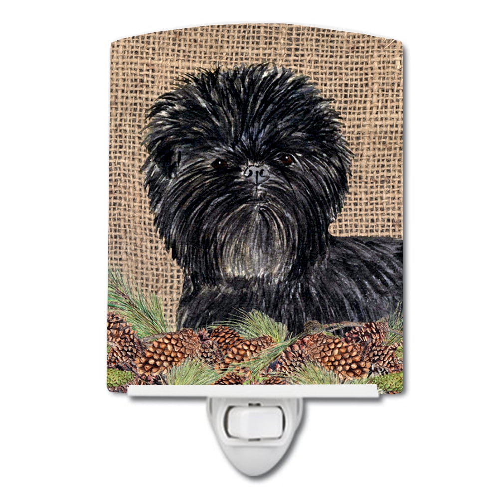 UPC 780257020593 product image for Affenpinscher on Faux Burlap with Pine Cones Ceramic Night Light | upcitemdb.com
