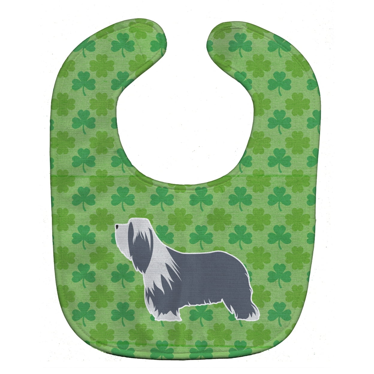 Bb6422bib Bearded Collie Shamrocks Baby Bib