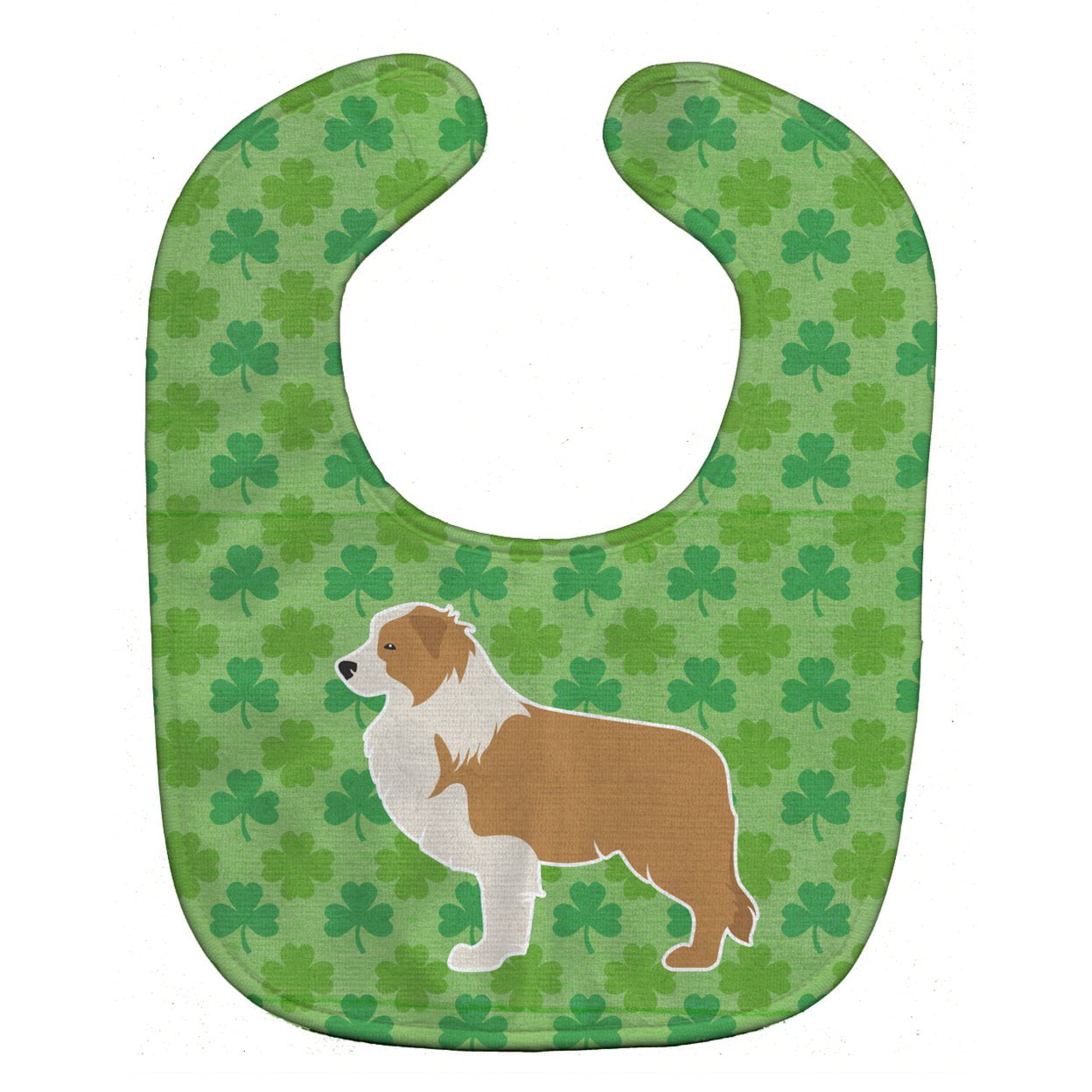 Bb6427bib Red Border Collie Shamrocks Baby Bib