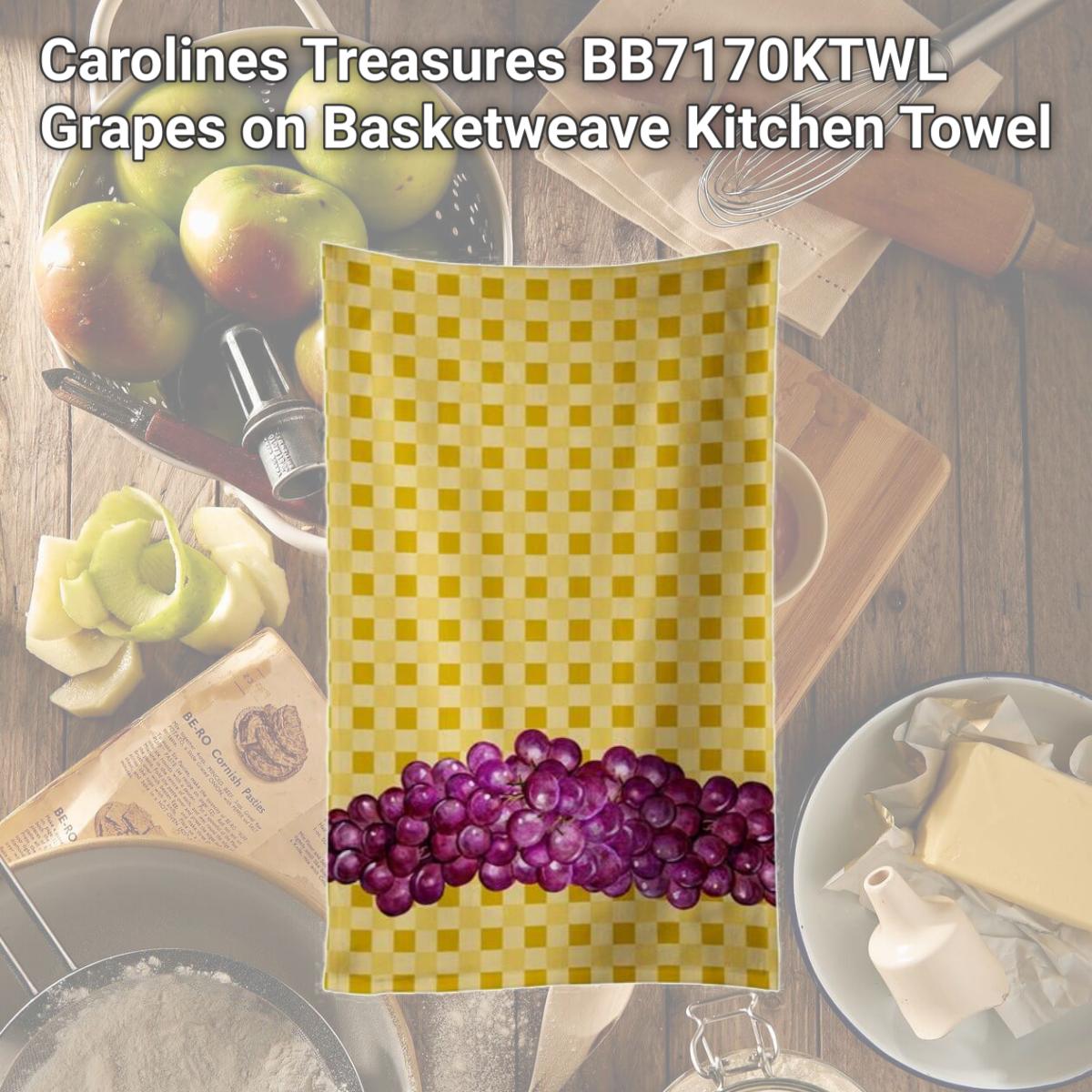 Picture of Carolines Treasures BB7170KTWL Grapes on Basketweave Kitchen Towel