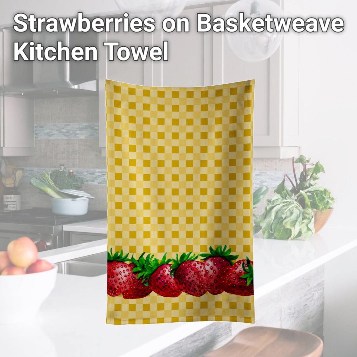 Picture of Carolines Treasures BB7182KTWL Strawberries on Basketweave Kitchen Towel