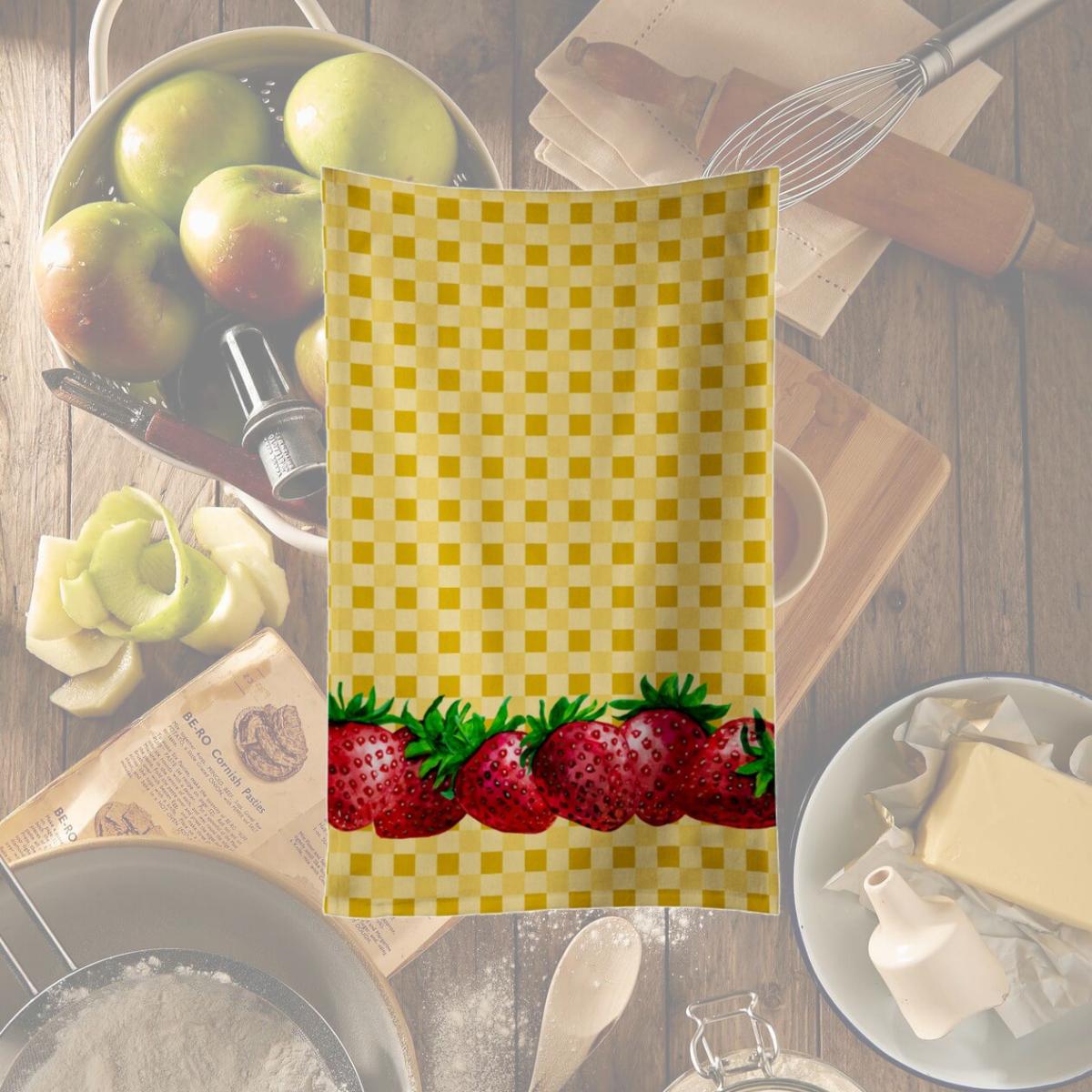 Picture of Carolines Treasures BB7182KTWL Strawberries on Basketweave Kitchen Towel