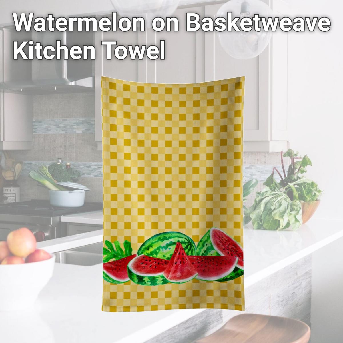 Picture of Carolines Treasures BB7183KTWL Watermelon on Basketweave Kitchen Towel