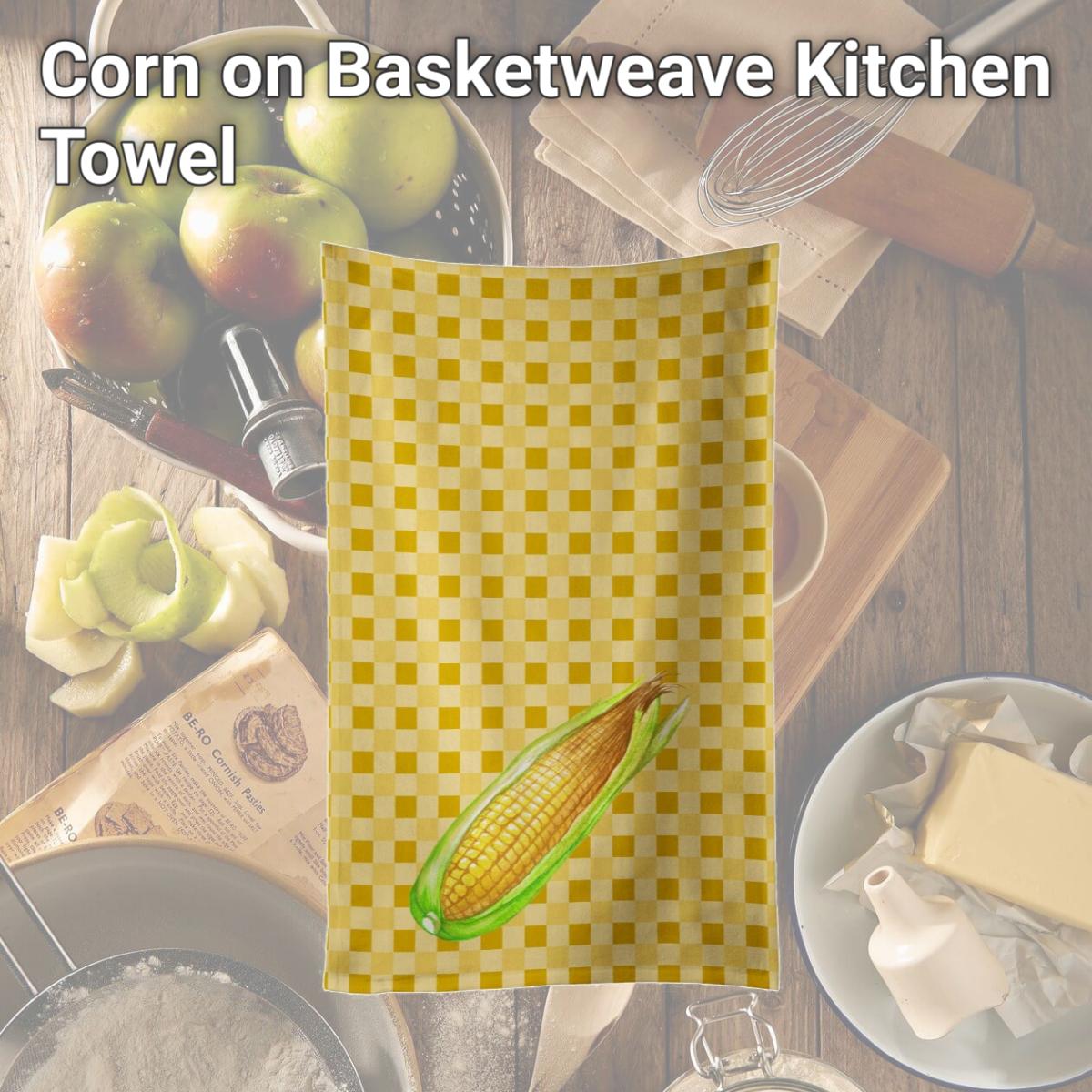 Picture of Carolines Treasures BB7198KTWL Corn on Basketweave Kitchen Towel