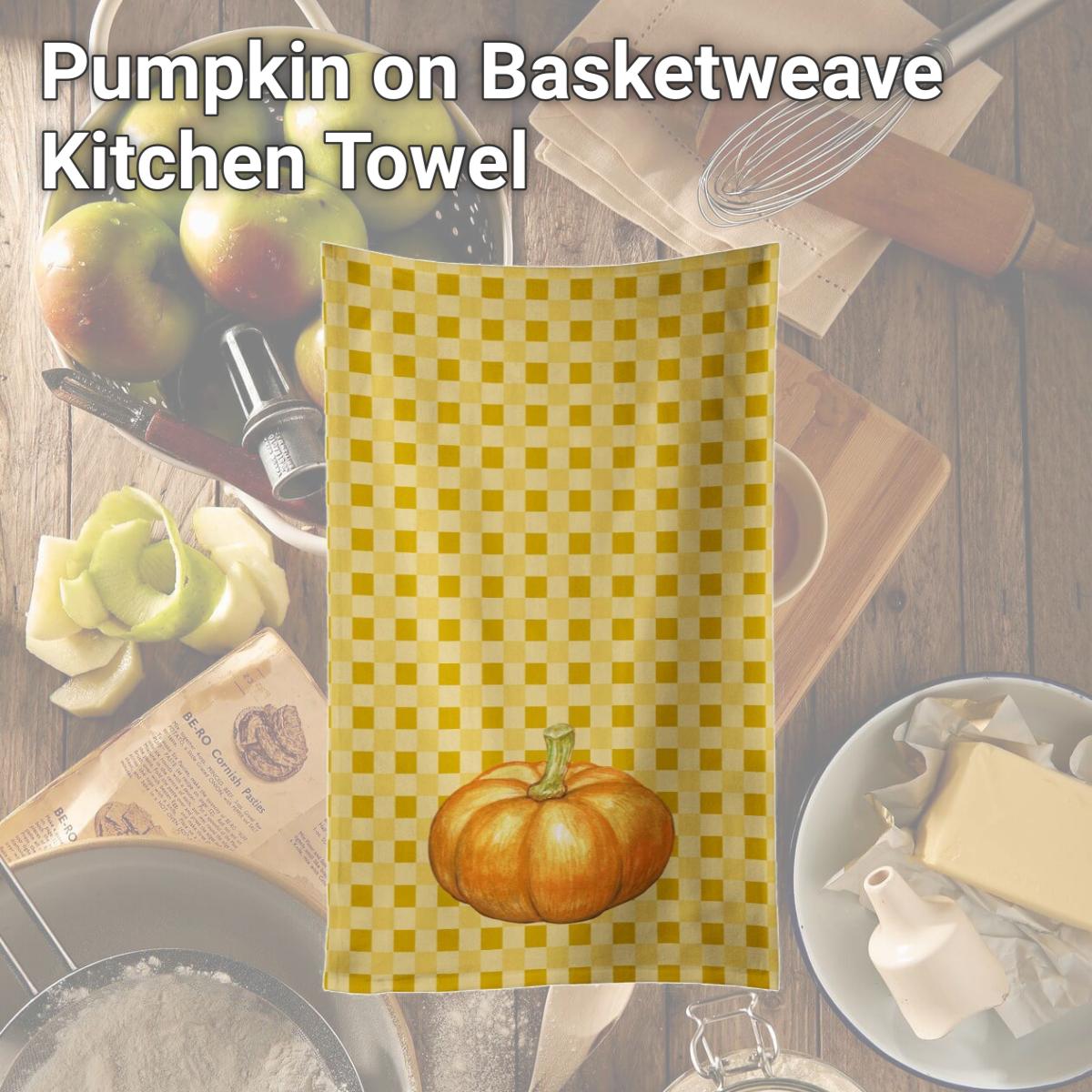 Picture of Carolines Treasures BB7209KTWL Pumpkin on Basketweave Kitchen Towel