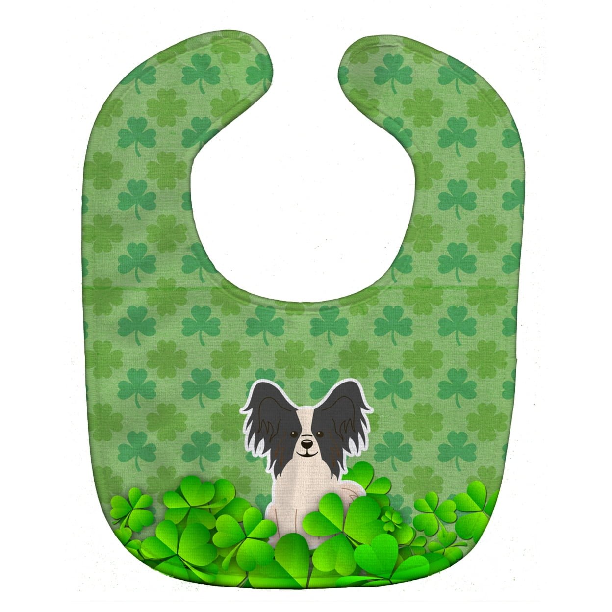 Bb6217bib Papillon Black & White Shamrocks Baby Bib