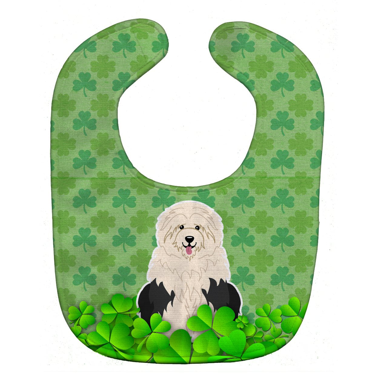 Bb6237bib Old English Sheepdog Shamrocks Baby Bib