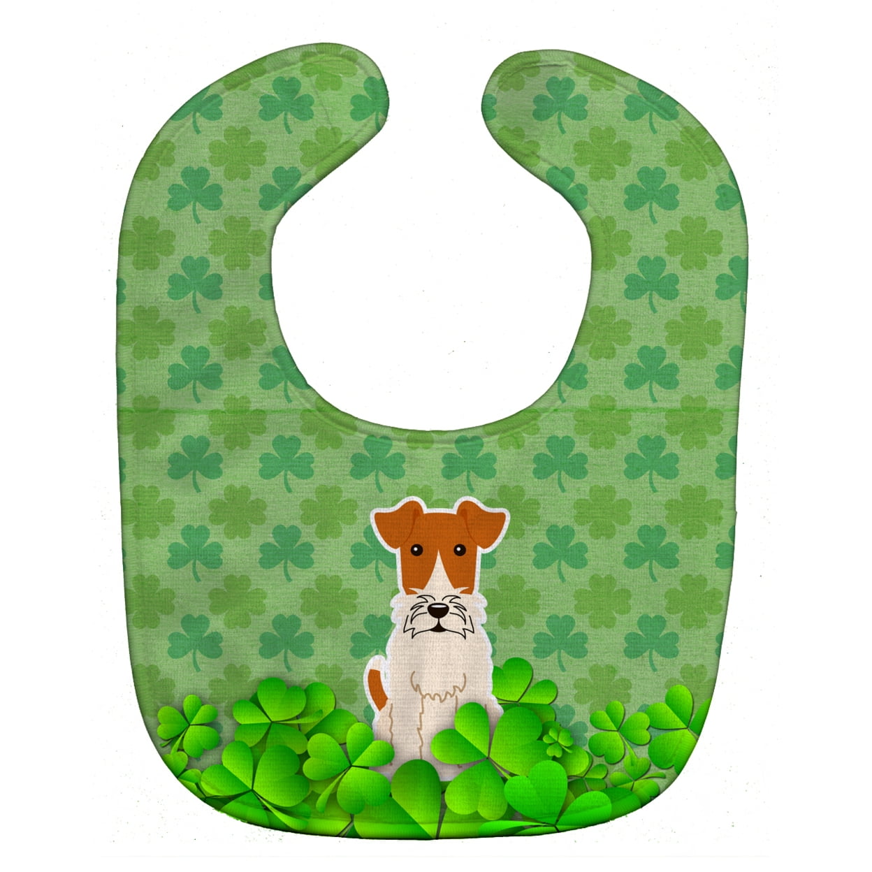 Bb6242bib Wire Fox Terrier Shamrocks Baby Bib