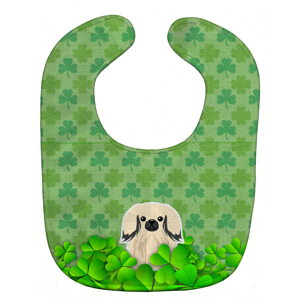 Bb6247bib Pekingnese Cream Shamrocks Baby Bib