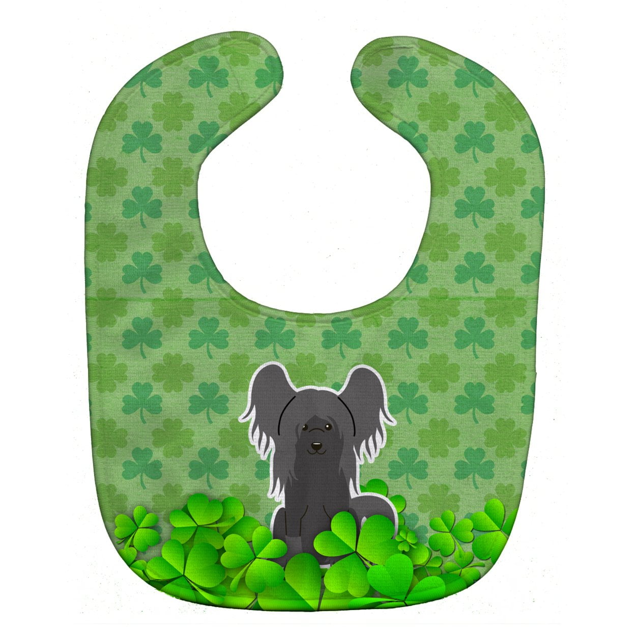 Bb6253bib Chinese Crested Black Shamrocks Baby Bib