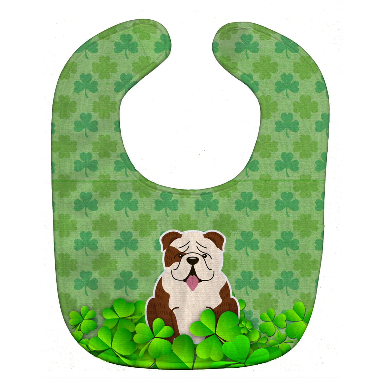 Bb6262bib English Bulldog Brindle White Shamrocks Baby Bib