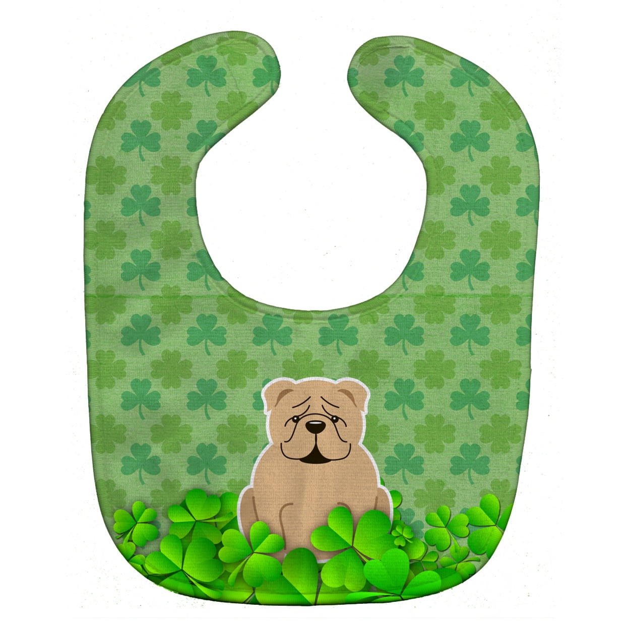 Bb6265bib English Bulldog Fawn Shamrocks Baby Bib