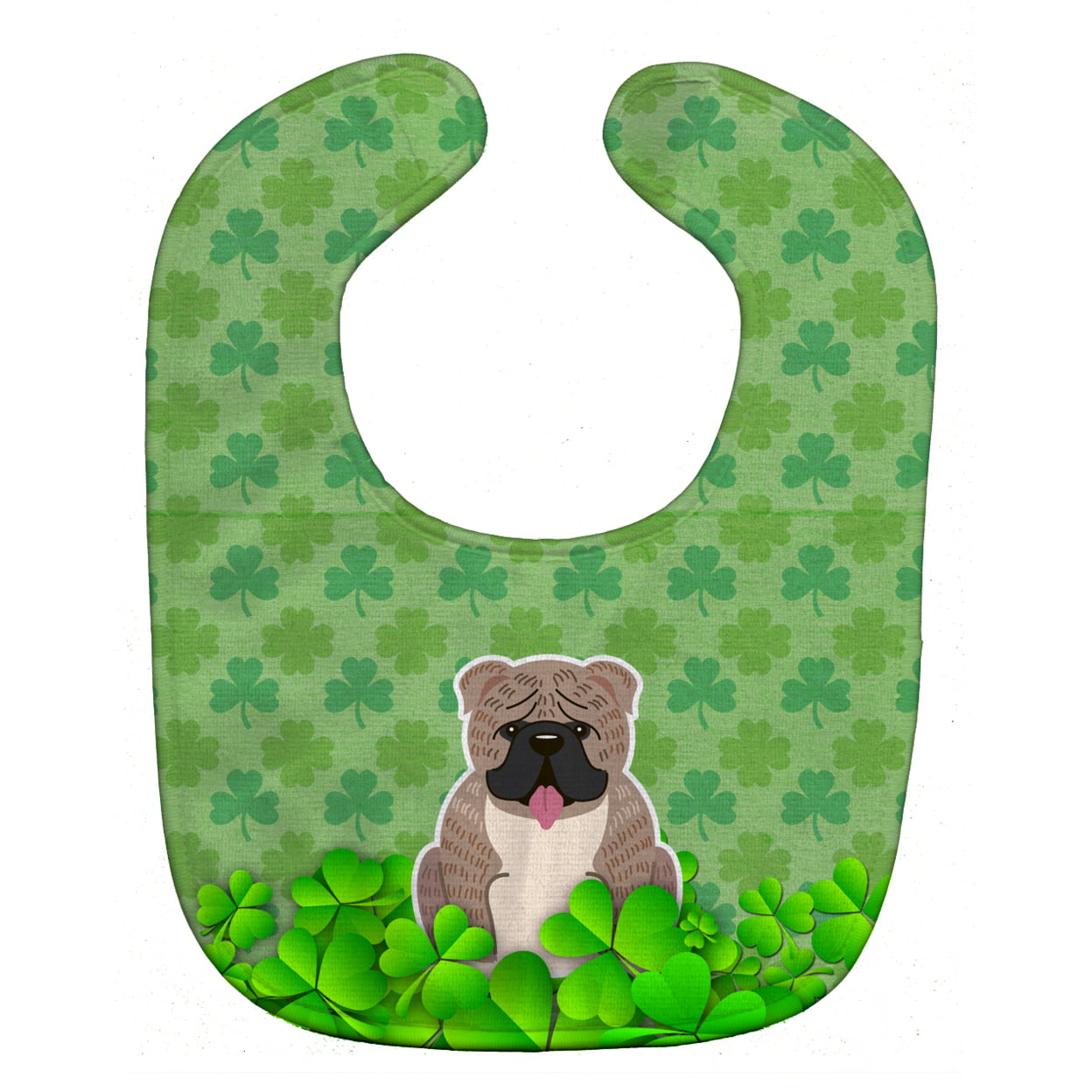 English Bulldog Grey Brindle Shamrocks Baby Bib
