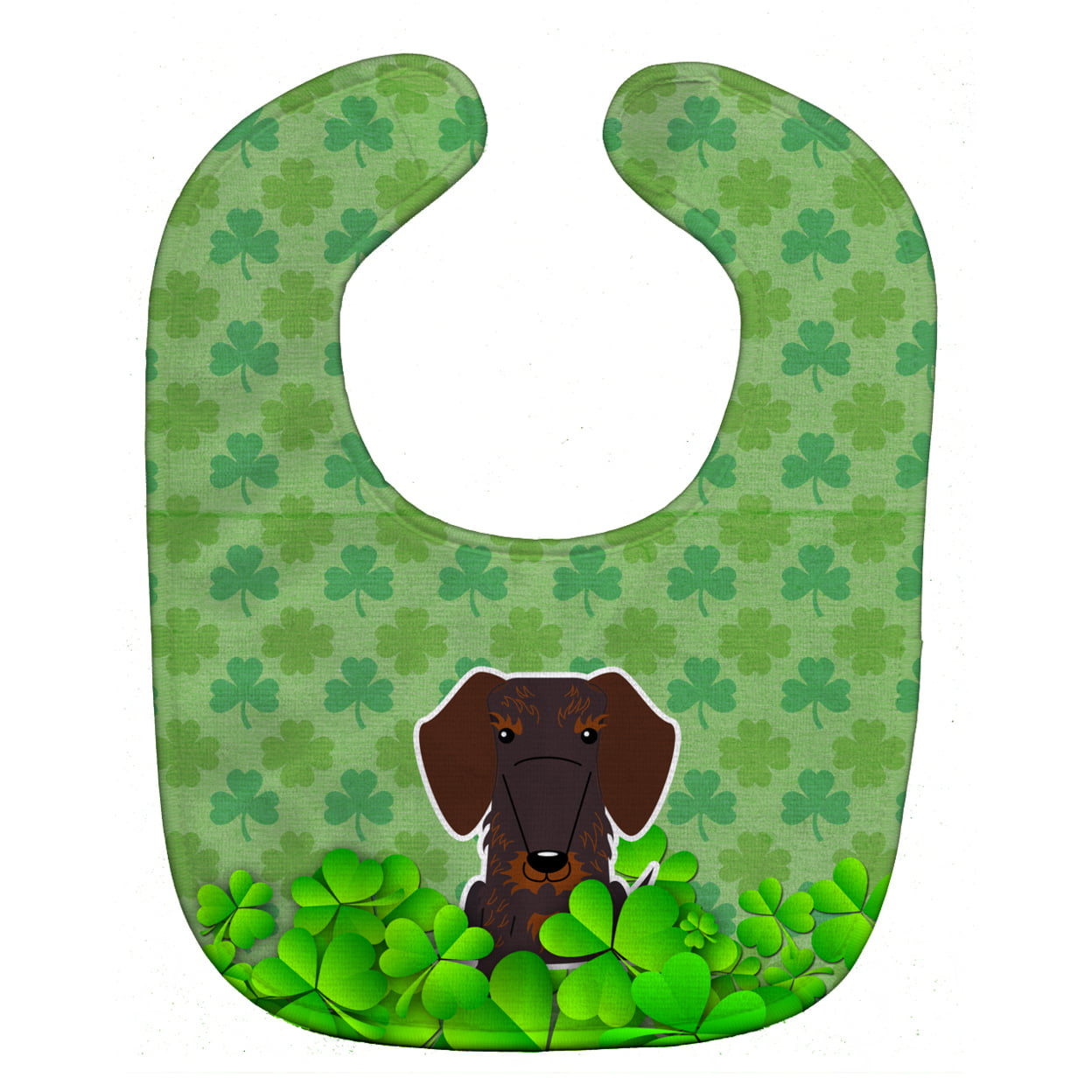 Bb6270bib Wire Haired Dachshund Chocolate Shamrocks Baby Bib